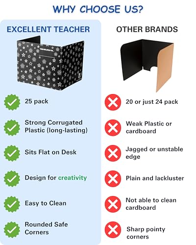 Black 25 Pack Privacy Folders for Students Desk Dividers Testing Shields