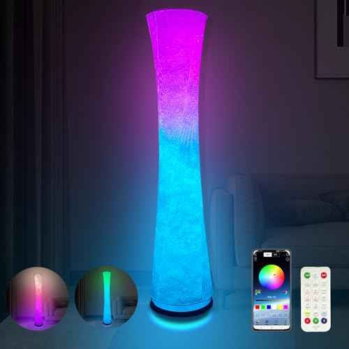Floor Lamp, Floor Lamps for Living Room, Floor lamp for Bedroom, Standing lamp, RGB Color Changing, Music Sync, APP Remote Control, 52'' Standing Lamp for Living Room