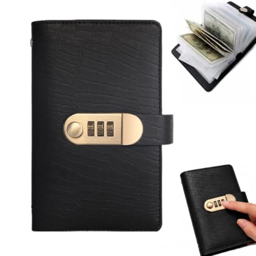 GINTBN Black Money Saving Challenge Book with Password Lock, 100 Envelopes Budget Planner