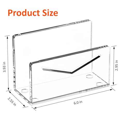 Acrylic Mail Holder, Clear Acrylic File Letter Organizer, Vertical Envelope Mail Holder for Desk, Lightweight Countertop Bill Holding Sorter Letter Invoice Stand for Home Office School