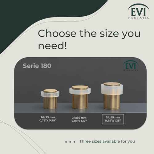 Pack of 2 EVI Door Stoppers | Brass Door Stopper - Screw Fastening - White Rubber Protector - 0.94 x 1.37 Inch Door Stop