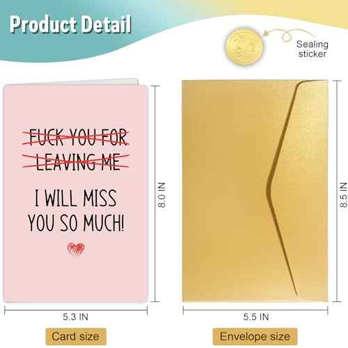 Spercy Coworker Leaving Card, Friend Moving Card, Going Away Gift for Colleague, Farewell Gifts for Work Bestie