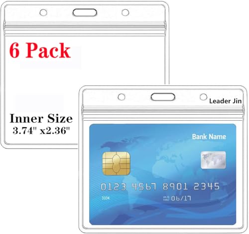 Leader Jin Small Size Waterproof Horizontal ID Badge Holder 6-Pack