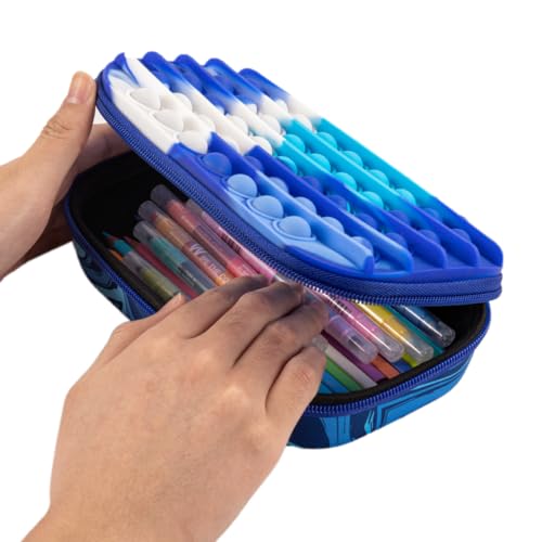 ZIPIT POP Pencil Case for Boys - Blue Silicone Sensory Fidget Storage