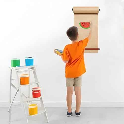 12" Kraft Paper Dispenser Wall Mount, Butcher Paper Dispenser Ideal for Home Office with 30 meter Kraft Roll (Black Wall Mount Brown PU Leather Strap)