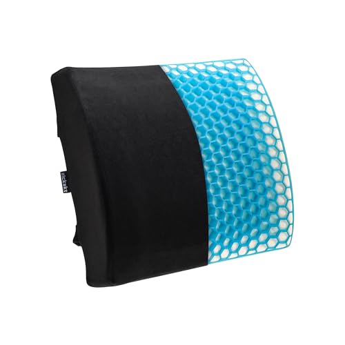 Lumbar Support Pillow for Office Chair - Memory Foam Back Cushion for Chair, Car, Couch - Lumbar Pillow Promotes Better Posture, Back Pain Relief with Adjustable Strap & Non-Slip