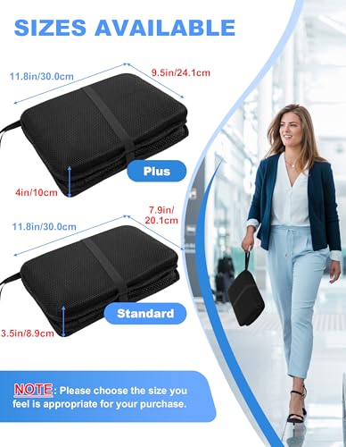 FASTMOMENT Portable 15.7'' Foldable Airplane Seat Cushion – Black, Standard Size
