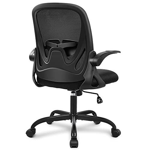 Primy Black Ergonomic Office Chair with Flip-Up Armrests, Lumbar Support, 360° Swivel – Breathable Mesh Desk Chair