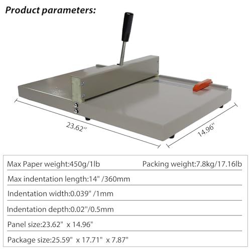 JARYANNIX 14-In Manual Paper Creasing Machine with Scale & Positioning Blocks