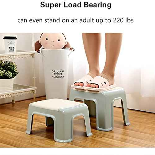 Small Plastic Step Stool - Heavy-Duty ABS Shower Stool, Anti-Slip Bath Stool |Compact Foot stools for Bathroom, Home, Kitchen, Garden£¬2-Pack