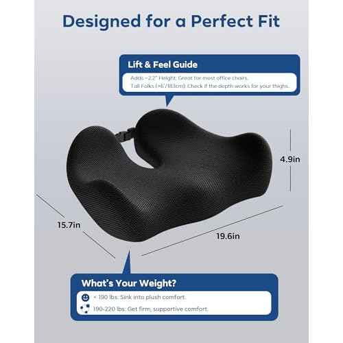 Feagar Sciatica & Tailbone Pain Relief Seat Cushion - Extra Thick Memory Foam Office Chair Cushion with Non-Slip Bottom, Coccyx Cushion for Desk Chair, Wheelchair, Truck Drivers
