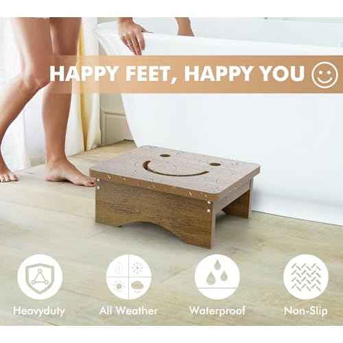 Y&M One Step Stool for Adults & Seniors, Waterproof HDPE Bedside Support Step Stool with Non-Slip Foot, 5.6" Heavy Duty Bed Step for High Beds, Bedroom, Office, Kitchen, Living Room ? Rustic Brown