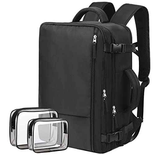 Hanples Travel Backpack for Women Men, Large Carry On Person Item Luggage Backpack, TSA Flight Approved 17.3 In Laptop Bag, Waterproof anti theft Casual Hiking Bag (Black)