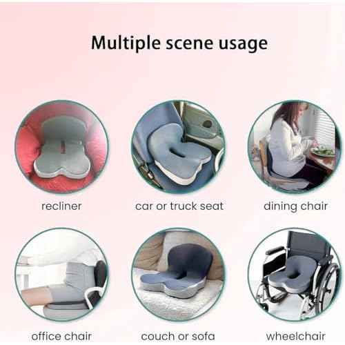 Back and Seat Cushion Seat Cushions for Sciatica Soothe+ seat Cushion Ergonomic Non Slip Memory Foam Seat Skin with Back Support for Car & Office, Lumbar Support (Black)