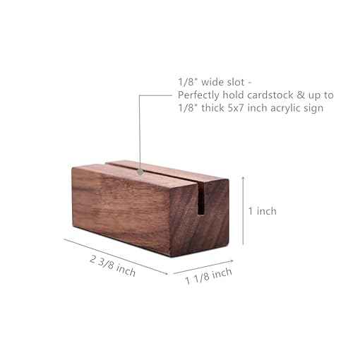 UNIQOOO 20 Pack Place Card Holders | Rustic Walnut Wood Escort Cards Display Stands | Table Number Sign and Photo Stand | Perfect for Retail Shop, Cafe, Home, Wedding, Dinner Party Events Decoration