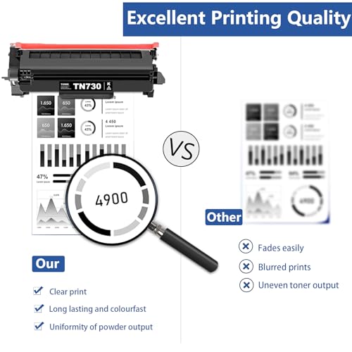 TN730 TN-730 Black Toner Cartridges 2 Pack Compatible TN730 Toner Cartridge Replacement for DCP-L2550DW MFC-L2710DW L2750DW L2750DWXL Printer