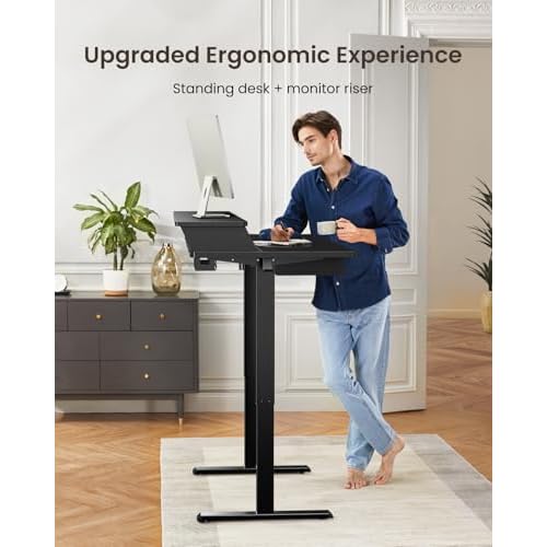 ErGear Electric Standing Desk with 4 Drawers, 48" x 30" Height Adjustable Desk with Storage, C-Clamp Mount Compatible, Computer Home Office Table with Cable Management Tray, Black