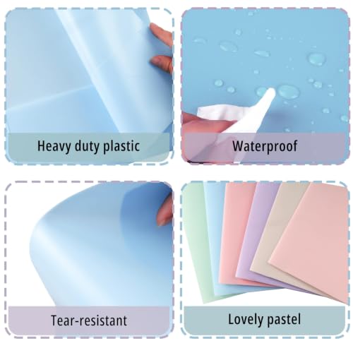 Habgp 6 Pack Pastel Colored File Folders with Pockets & Business Card Holders