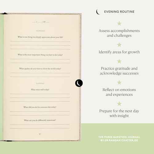 Intelligent Change The Three Question Journal Dr. Rangan Chatterjee - Daily Gratitude 2025 for Mindfulness, Stress Relief, Guided for Daily Mental Wellness Personal Growth - Linen
