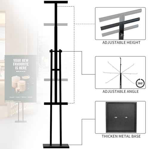 Heavy Duty Sign Stand, Metal Floor Standing Poster Stand, Retractable Height Poster Board Stand and 180¡Æ Rotation, Display Stands for Vendor Events, Black Foam Board Stand 2 Pack