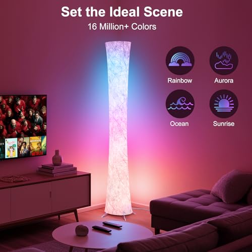 World Win 61'' RGB Corner Floor Lamp with Hourglass Shade - Round Version