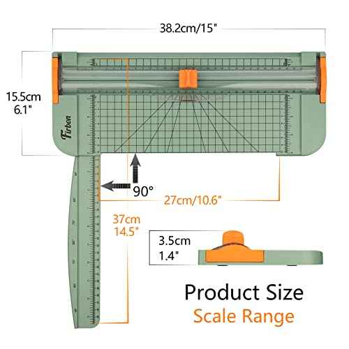 Firbon A4 Paper Cutter 12 Inch Titanium Straight Paper Trimmer with Side Ruler for Scrapbooking Craft, Paper, Coupon, Label, Cardstock (Morandi)