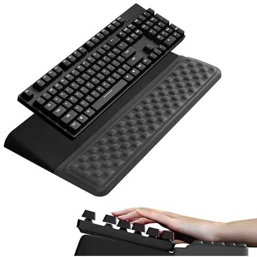Ospelelf Keyboard Stand with Wrist Rest Comfortable Ergonomic Riser Holder Pad for Typing Black Gray