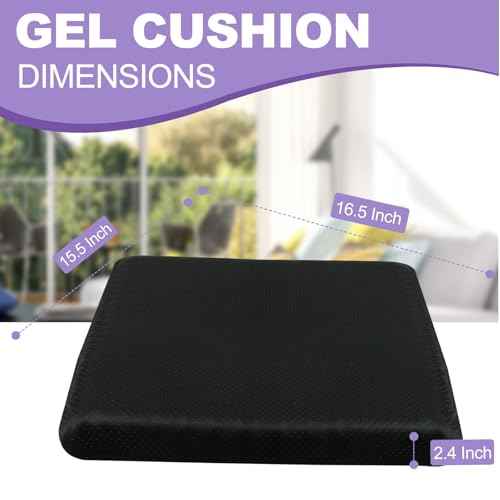 Gel Seat Cushion for Long Sitting - 16.5" x 14.5" x 2.4" (Extra Thick£¦Soft) Gel Cushion for People Over 180 lbs, Pressure Relief Cushion for Office Chair, Egg Cushions for Wheelchair, Seat Pad for Car