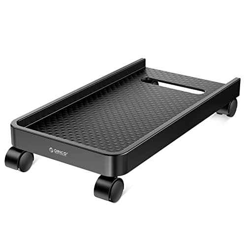 ORICO Mobile CPU Stand with Locking & Swivel Wheels, Universal Under Desk Computer Tower Stand for PC, Multi-Functional CPU Holder for Office & Home (17.9x8.74x0.86 Inches)