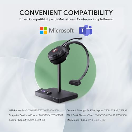 Yealink WH62 Mono Wireless DECT Headset for IP Phone & PC, Teams Certified
