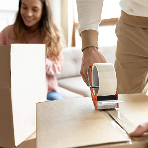 PROSUN Fast Reload 2 Inch Tape Dispenser - Orange, Dual Rollers, Extra Blade