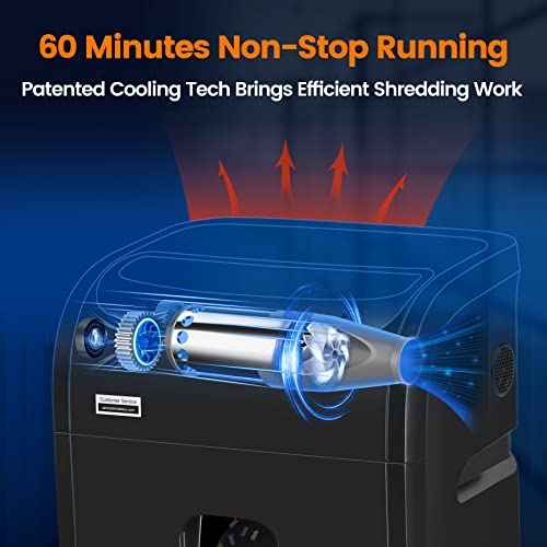 Paper Shredder for Home Office Heavy Duty with 60 Mins Running with US Patented Cutter,Shred CD/Card with Extra Large Bin,AUTO Jam Proof(ETL) (18-Sheet Micro Cut)