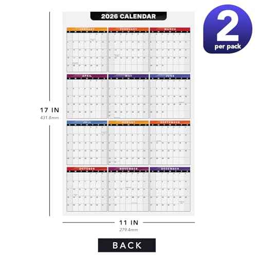 2026 Full Desk Calendar - 11 x 17¡± Large Size 12 Month Planner - 2 Sided Vertical and Horizontal Reversible - Printed on Thick & Durable 80lb Cardstock (216 gsm) - 2 Per Pack