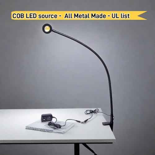 High Intensity Cob Led Spot Light 500 Lumens w/Flexible Adjustable Magnetic/Clamp Base (Clamp Base)