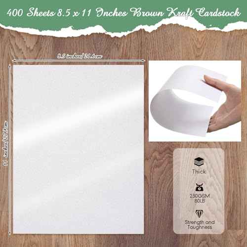 Jutom 400 Sheets Shimmer Cardstocks 8.5 x 11 Inch Pearl White Metallic Paper 80lb 230gsm Double Sided Printer Paper for Wedding Birthday Craft Certificate DIY Card Making