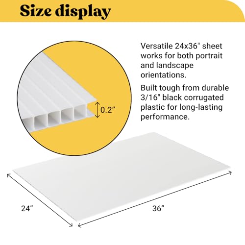 T-Sign White Corrugated Plastic Sign Board 24x36 Inches 2-Pack Indoor Outdoor