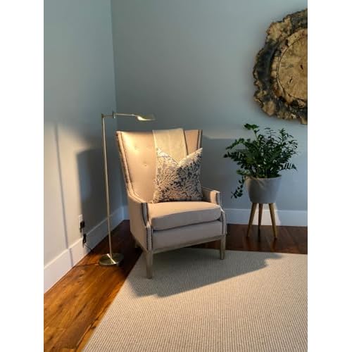 Brightech Leaf Pharmacy LED Reading Lamp, Dimmable Floor Lamp with Easy Rotation over Chair or Desk for Living Rooms & Offices, Adjustable Standing Tall Lamp, For Sewing & Crafts, Antique Brass (Gold)