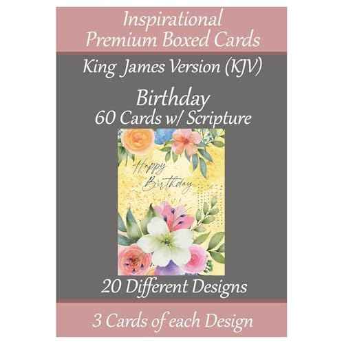 Generic King James 60 ct KJV BIRTHDAY Christian/Religious Greeting Card Set w/KJV Scripture