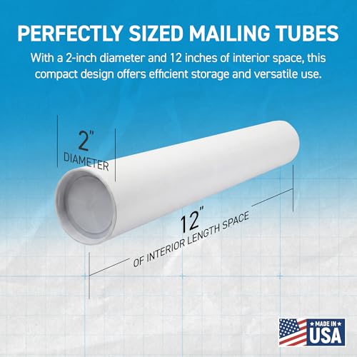 MagicWater Supply 2 Pack White Mailing Tubes 2x12in Protect & Ship Safely