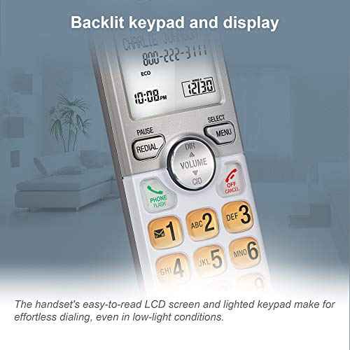 AT&T EL51103 - DECT 6.0 Cordless Home Phone. Full-Duplex Handset Speakerphone, Backlit Display, Lighted Keypad, Caller ID/Call Waiting, Phonebook, Eco Mode, Voicemail Key, Quiet Mode.