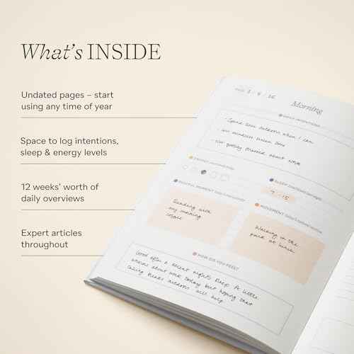 Papier Daily Wellness Journal Diary - Beige, 8.46"L x 6.02"W | Hardback Cover Wellbeing, Gratitude & Mindset Diary for Personal Growth, Mindfulness & Reflection | Track Goals, Sleep & Lifestyle Habits