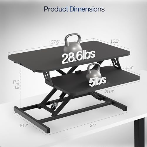 VIVO Black 28-Inch Standing Desk Converter, DESK-V028S - Adjustable Sit-Stand Workspace