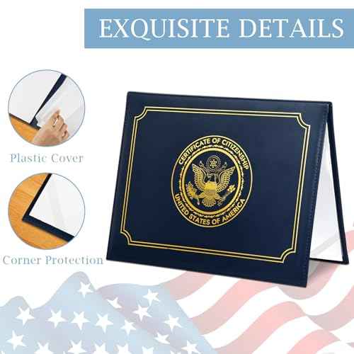 US Citizenship Certificate Holder, COIDEA US Citizenship Gifts, PU Naturalization Certificate Holder with Gold American Seal, Certificate Cover with Padded, Standard Size