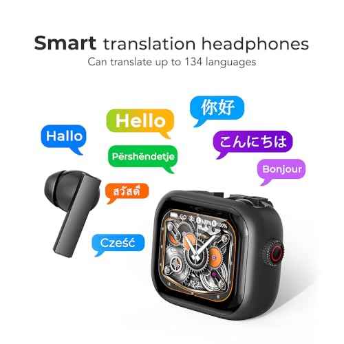 NE40 AI Translation Earbuds in Real Time, Language Translator Headphones with LCD Touch Screen Audifonos Traductores Ingl?s Espa?ol Support 140 Languages for Travel Business