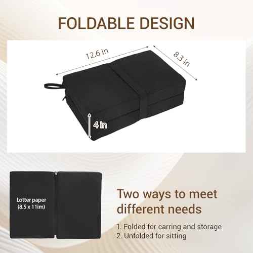 Airplane Seat Cushions 2 Pack, Travel Seat Cushion 16.8 * 13 * 2 inches with Handle, Foldable & Portable for Travel and Outdoor Use (Black)