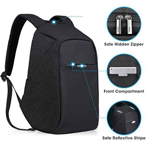 oscaurt Anti Theft Backpack 15.6 Inch Laptop Travel Backpack with Hidden Zipper and USB Charging Port Waterproof Business Computer Bag for Men & Women