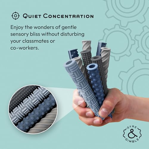 Gyre & Gimble Pencil Gidgets ? Textured Silicone Pencil Sleeve for Quiet Fidgeting ? Transform Your Mechanical Pencil into a Sensory ADHD Tool for Kids and Adults ? 4 Sleeves & 2 Pencils - Gray