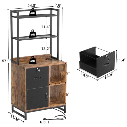 Homieasy Vertical Filing Cabinet with Bookshelf - Rustic Brown (Variation: Rustic Brown)