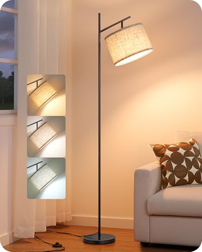 EDISHINE Black Modern Floor Lamp 64.7" Arc Standing Lamp for Living Room
