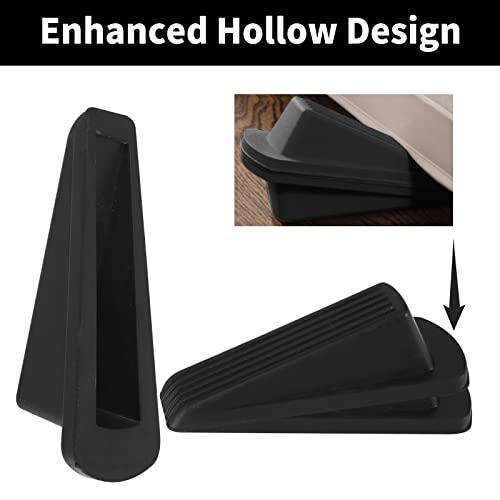 Black 2-Pack Heavy Duty Rubber Door Stoppers for Bottom of Doors, Non-Slip Wedge